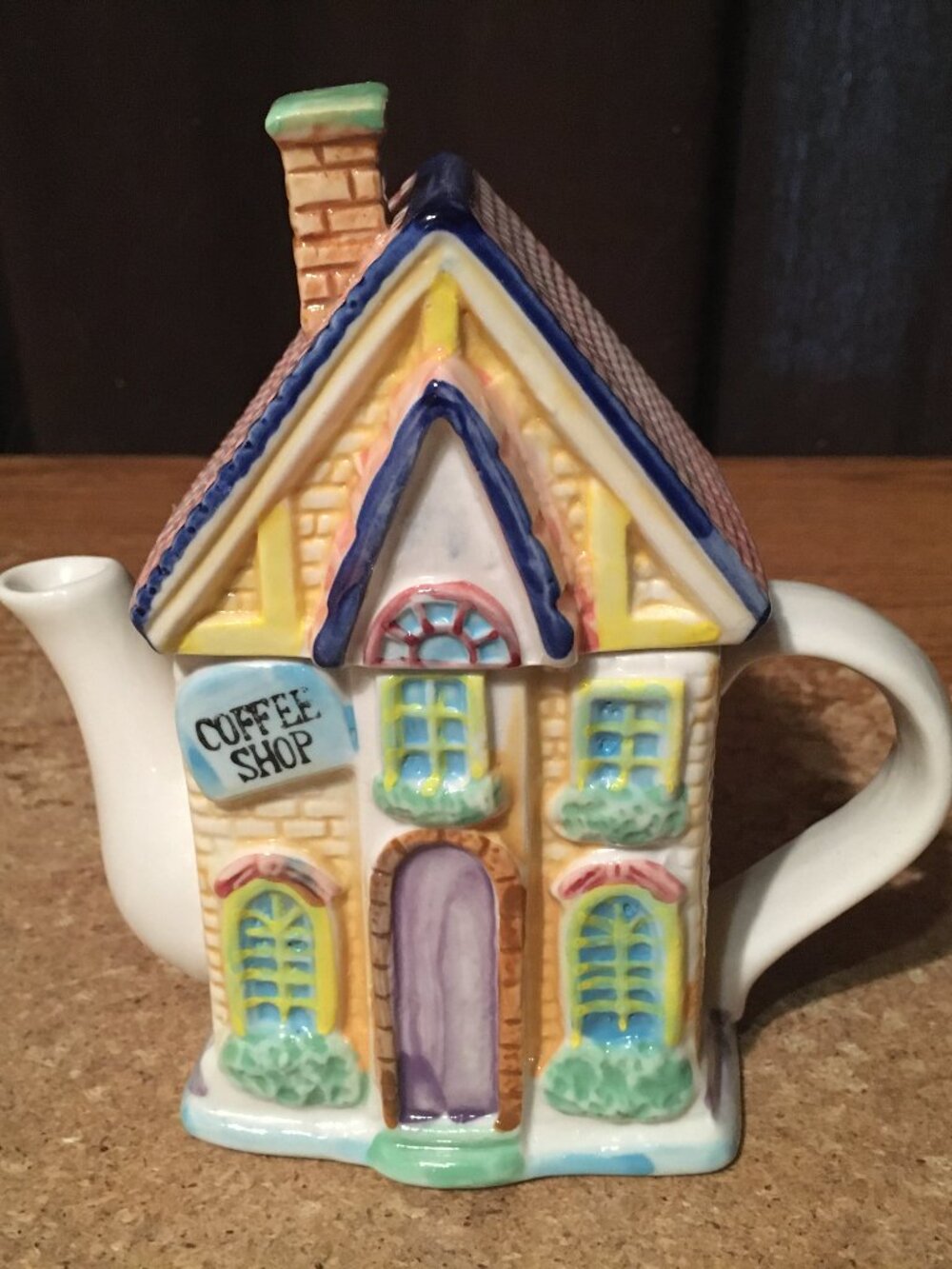 HOUSTON HARVEST 2000 COLLECTOR SERIES COFFEE SHOP CERAMIC TEAPOT